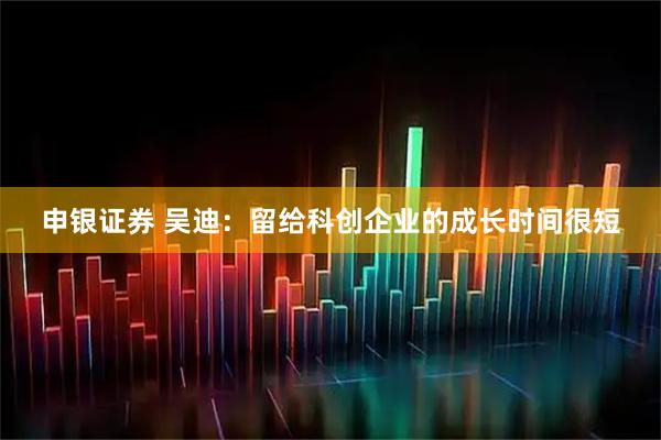 申银证券 吴迪：留给科创企业的成长时间很短